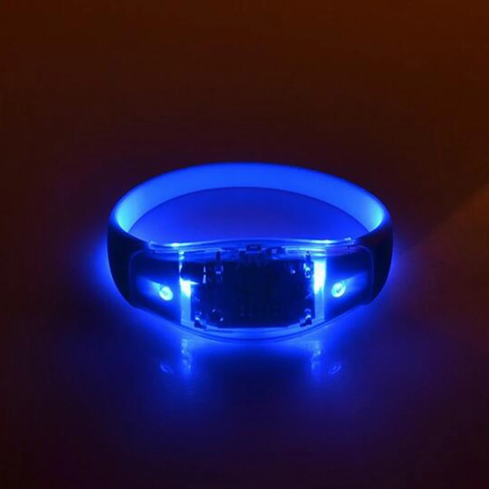 

2pcs Night Glow Wristband Led Flashing Bracelet Voice Activated For Concert Festival Party Supplies Luminous Wristbands For Kids