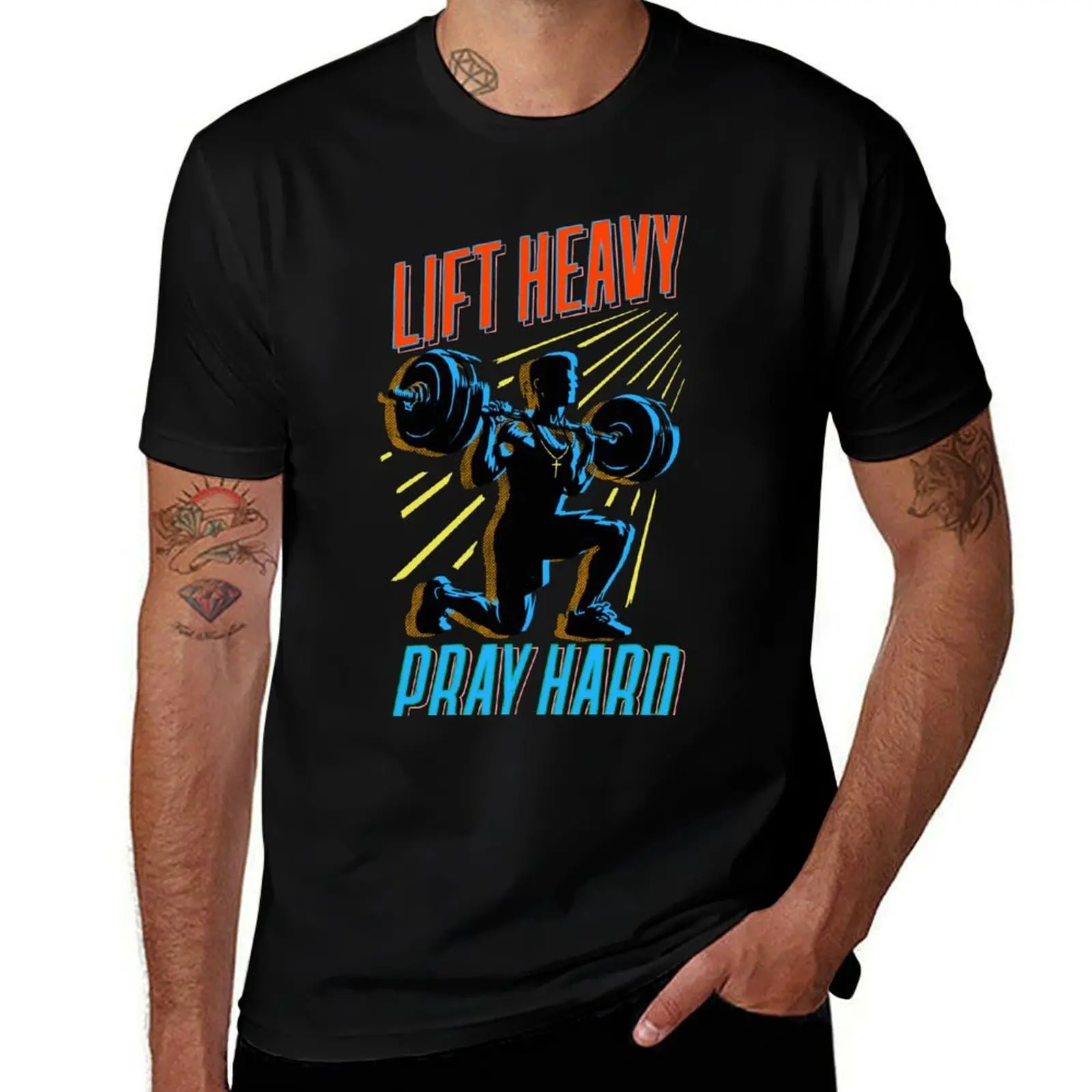 

Lift Heavy Pray Hard T-Shirt hippie clothes luxury t-shirt Funny t-shirts Man t-shirt plus size men clothing