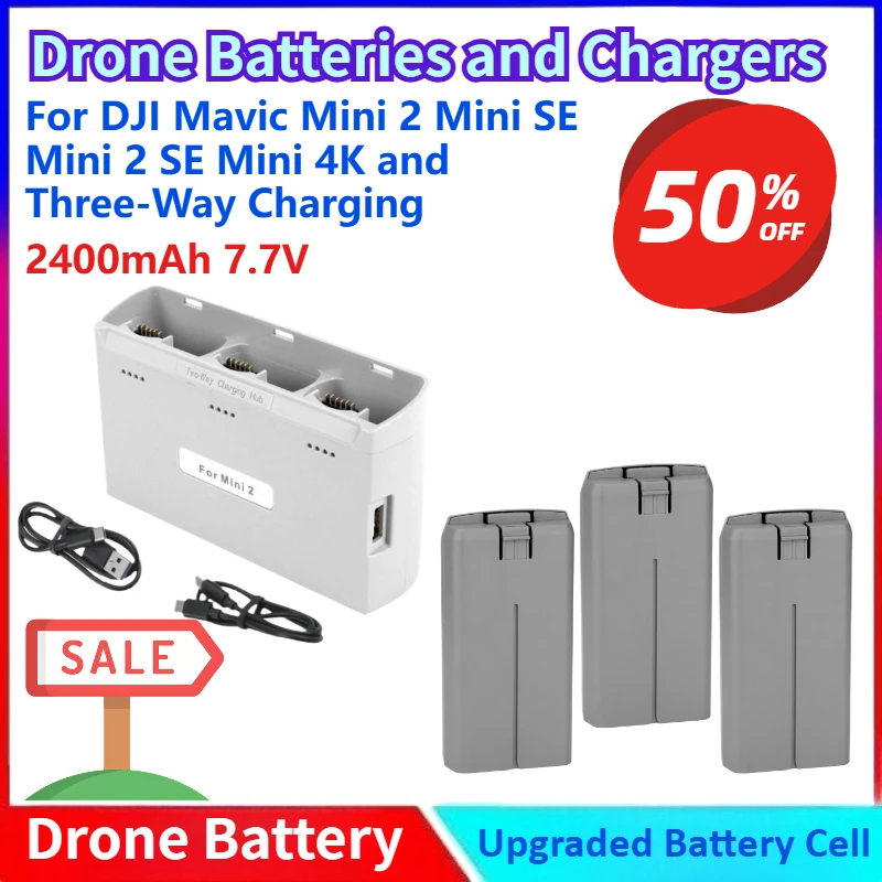 

New Battery for DJI Mavic Mini 2/SE/2SE/4K and Three-Way Charging Hub Mini 2 Intelligent Flight Batteries