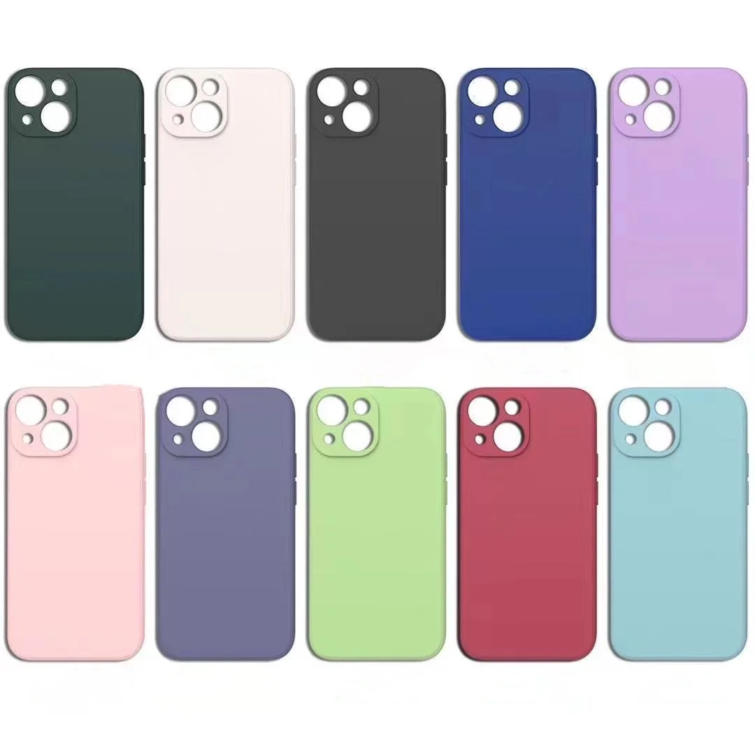 Handyhülle für iPhone 14 Plus 13 12 Mini 11 Pro Max Xs X Xr 7 8 Candy Color Square Liquid Silicone Soft Protector Back Cover – Detail 2