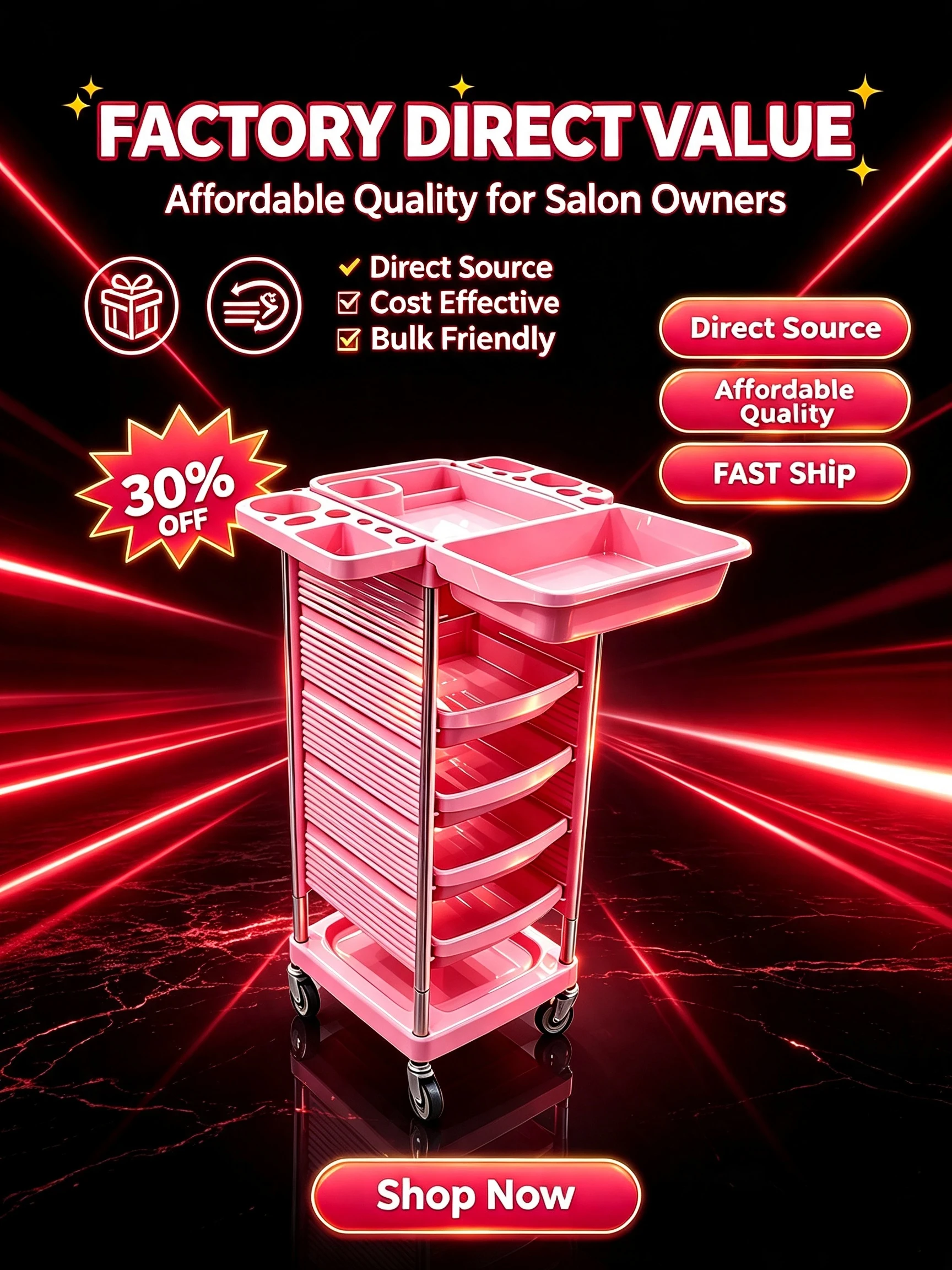Salon Cart  6 Tier Rolling Trolley Cart 2pc/pack Makeup Train Case Hairdressing Storage Stand for Nail Salon Spa Barber Store