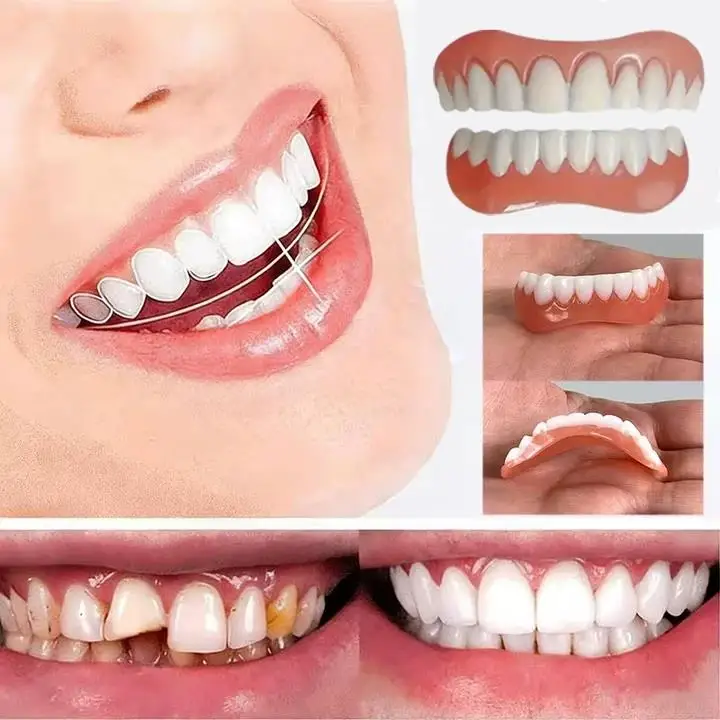 2026Temporary Silicone Dentures Upper Lower Fake Teeth Natural Veneers Dental Braces Cosmetic Tooth Decoration CK848