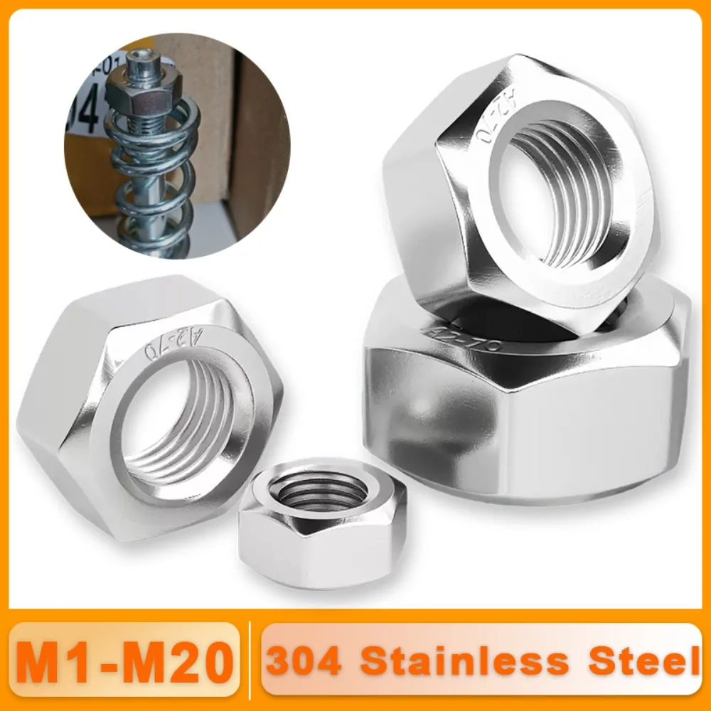 M1 M1.2 M1.4 M1.6 M2 M2.5 M3 M3.5 M4 M5 M6 M8 M10 M12 M14 M16 M20 A2-70 304 Stainless Steel Hex Hexagon Nuts