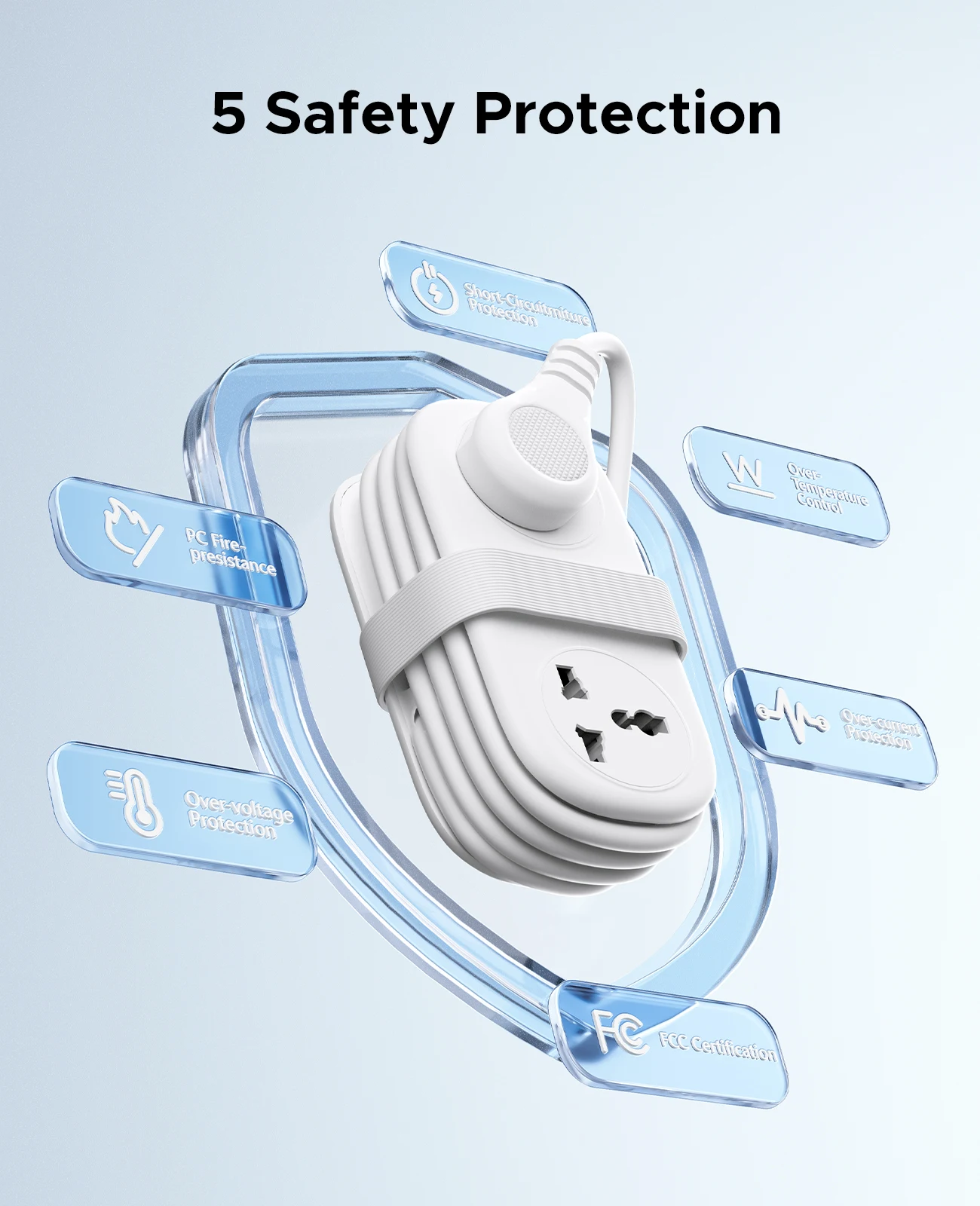 Presa multipla elettrica Spina ORICO Prese 2AC 2 USB 1 Tipo C Cavo di prolunga da 1,1 M Spine di ricarica rapida da 20 W per adattatore da viaggioHome