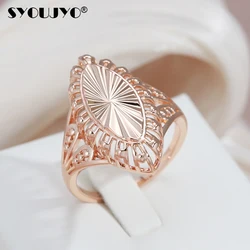 SYOUJYO Antique Brass Rings For Women Original Design Luxury Marquise Shape Lathes-carved Big Size Easy Matching Jewelry