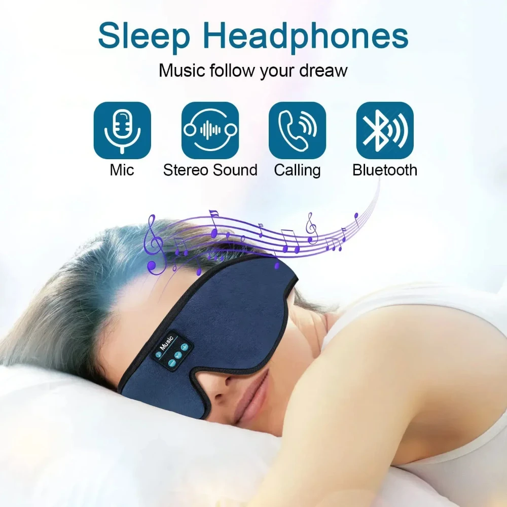 Sleep Headphones 3D Bluetooth 5.0 Headband Wireless Sleeping Artifact Breathable Music Eye Mask Earbuds for Side Sleeper Hot New