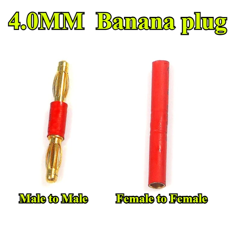 

2/5Pcs/lot 4.0mm Gold Plated Banana Plug Male to Male,Female to Female Plug Connector Red Black Yellow Green Blue for Motor