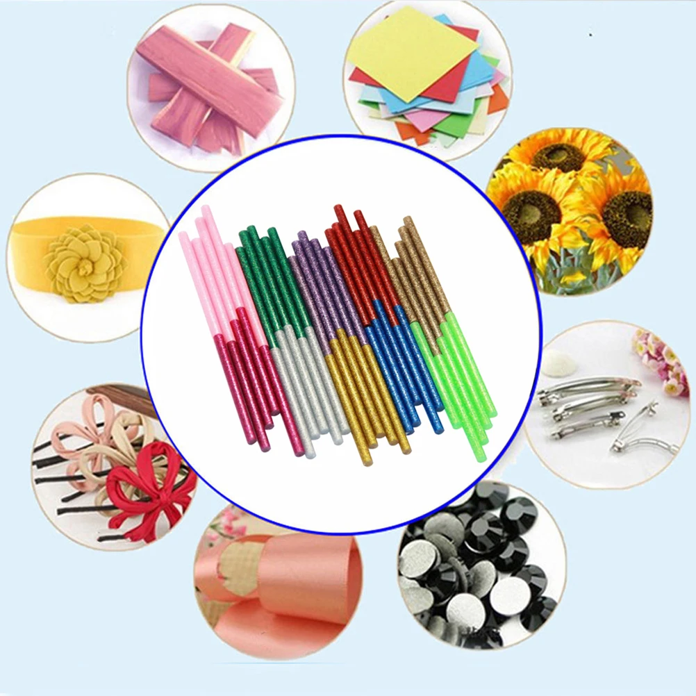 

100PCS Color Glitter Powder Stick Glitter Glue Sticks Environmentally Friendly Hot Melt Strips Glue Sticks (Random Color)