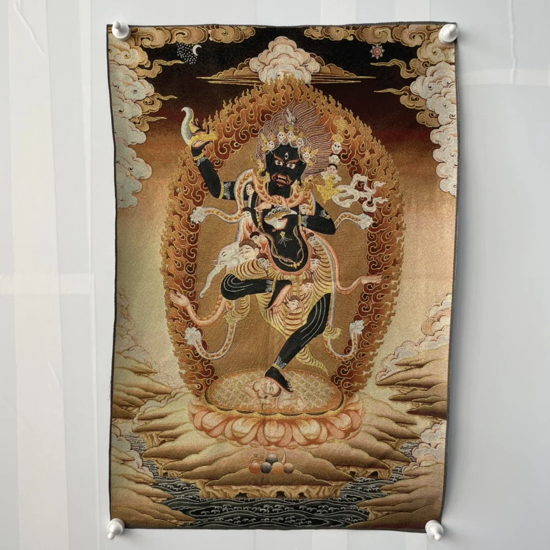 Black God Of Wealth Mahagala Tibetan Buddha Religious Supplies Nepal Thangka Tapestry Painting