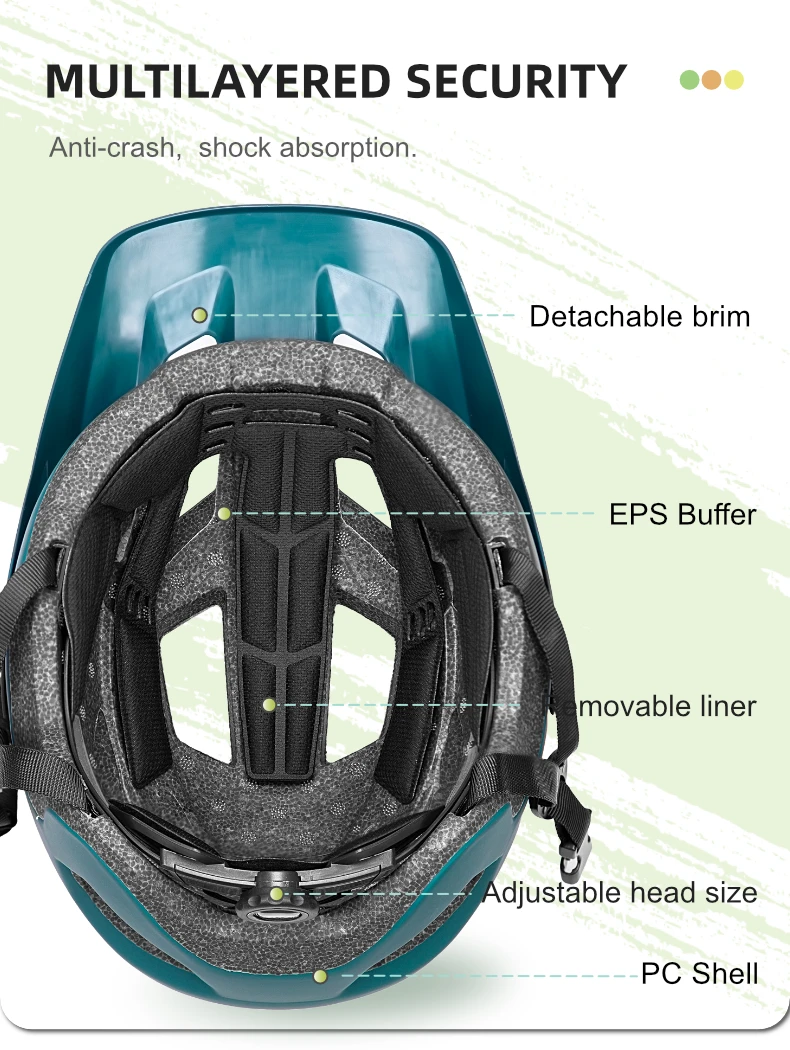 BATFOX Professioneller Fahrradhelm für Herren und Damen, leicht, mit PC-Schale und EPS-Innenfutter, verstellbar, für Offroad-Radfahren, Sicherheitshelm für Mountainbikes. – Detail 4
