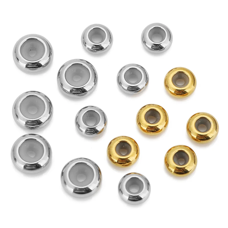 20pcs PVD Never Fade Stainless Steel Stopper Beads Lot 8mm 10mm Large Big Hole Beads For DIY Necklace Bracelet Jewelry Supplies