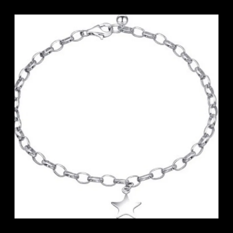 التجارة الخارجية اكسبرس S925 الفضة الاسترليني تنوعا أزياء شعبية بسيطة القمر الخماسي سوار السيدات