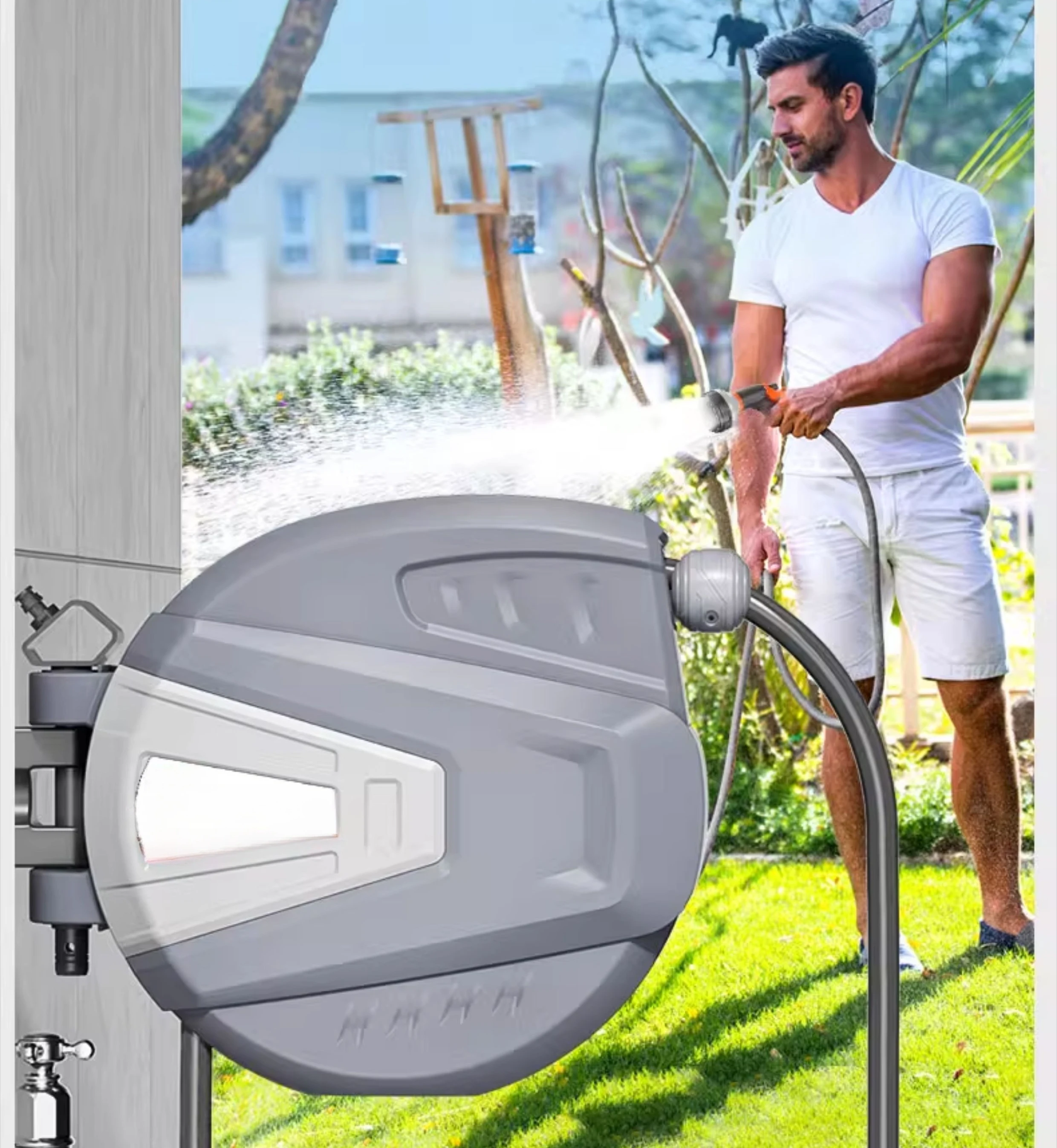 2025 التلقائي الترجيع حديقة سقي خرطوم بكرة حديقة في الهواء الطلق خرطوم بكرة سقي خرطوم