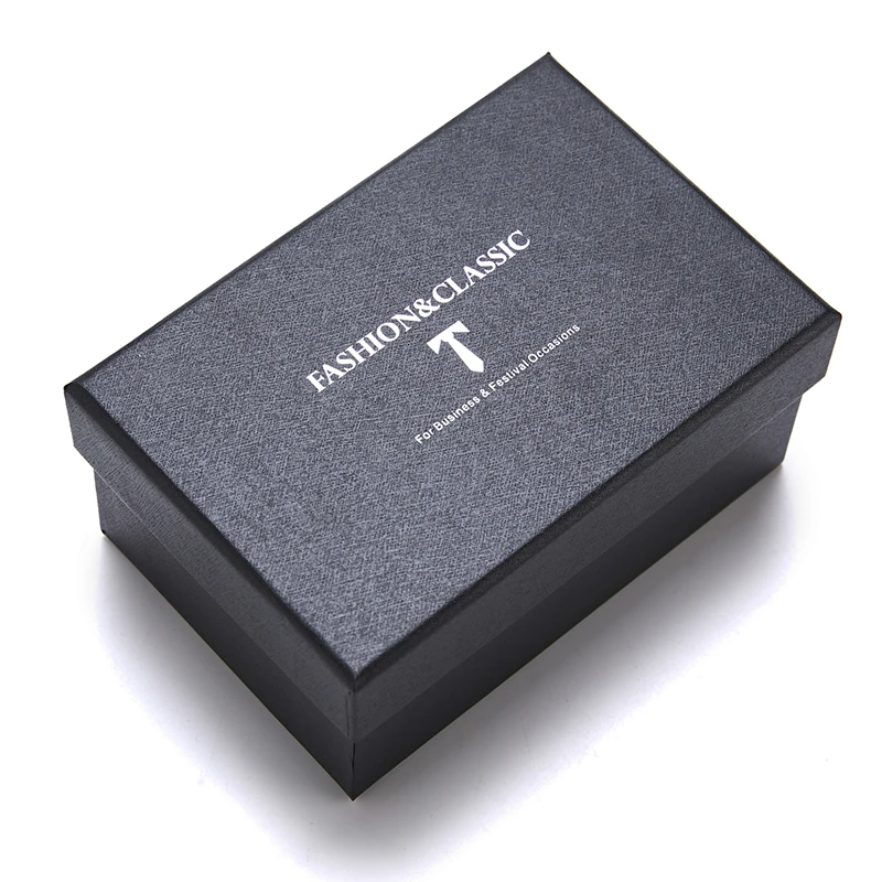 Heißer Verkauf Urlaub Geschenk Box Für Männer 8 cm Krawatte Taschentuch Manschettenknopf Clip Set Blau Druck Hochzeit Geschenk Fit Business – Detail 3