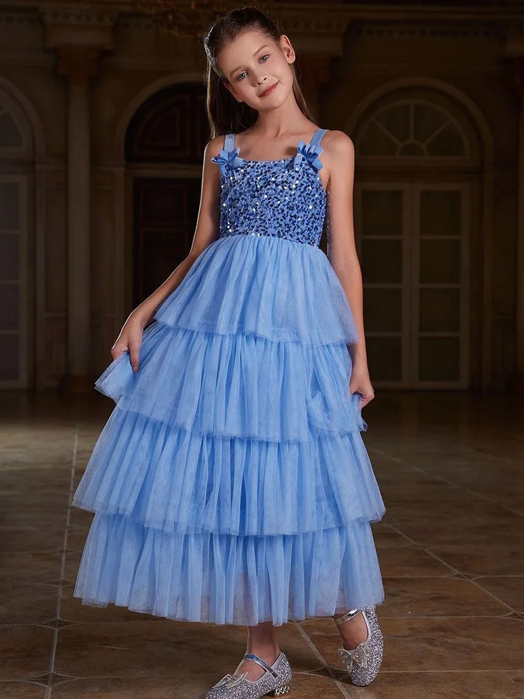 2024 One Shoulder Princess Dress Kids Clothes For Girl Evening Wedding Party Gown Costume Children Clothing 3-12 Years Vestido