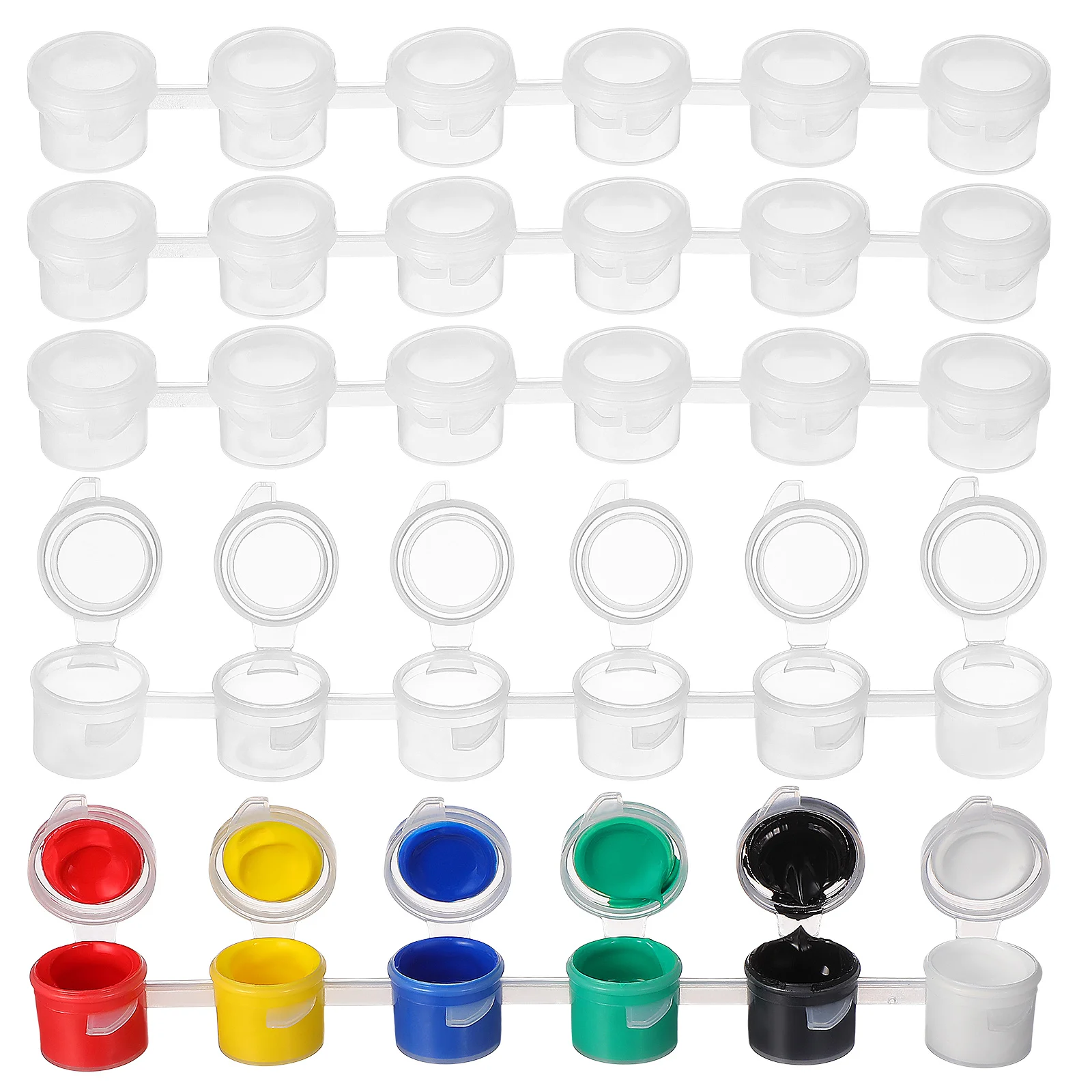 

30Pcs Mini Strips Empty Paint Pots Storage Container for Painting Arts Crafts Supplies Kit