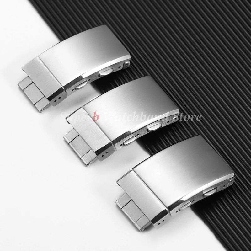 316L الصلبة الفولاذ المقاوم للصدأ مشبك ساعة 18 مللي متر 20 مللي متر 22 مللي متر فاخر قابل للتعديل للطي مشبك أمان استبدال مشبك ساعة نشر