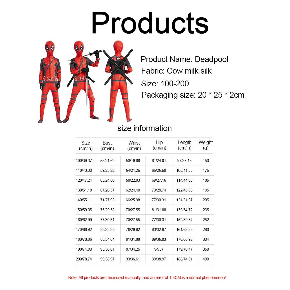 Adult Deadpool Costume Men Women Kids Cosplay Mask Suit Jumpsuit Backpack Knif Accessories Superhero Halloween Costume Child