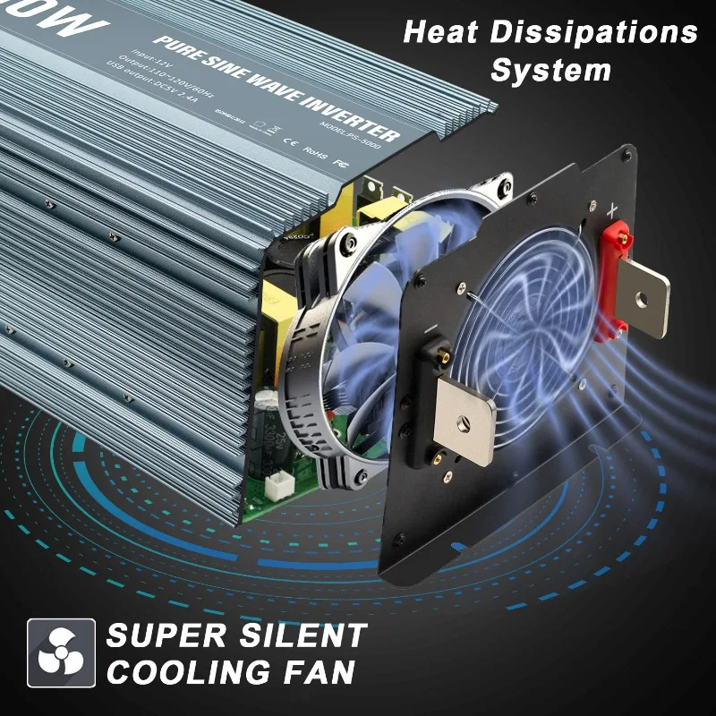 5000W Remote Control Pure Sine Wave Inverter 12V to 110V  110V AC Sovcket 5000w Pure Sine Wave Inverter