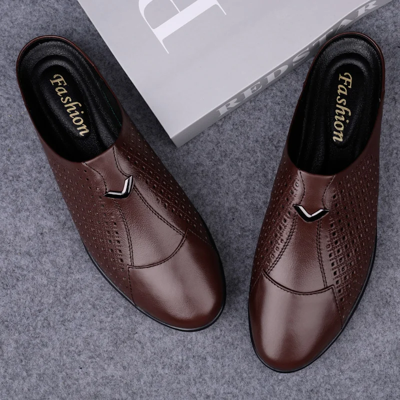 

Spring Autumn New Men's Genuine Leather Shoes Soft Soled Comfortable Flat Shoes Office Business Work Shoes for Men's Breathable