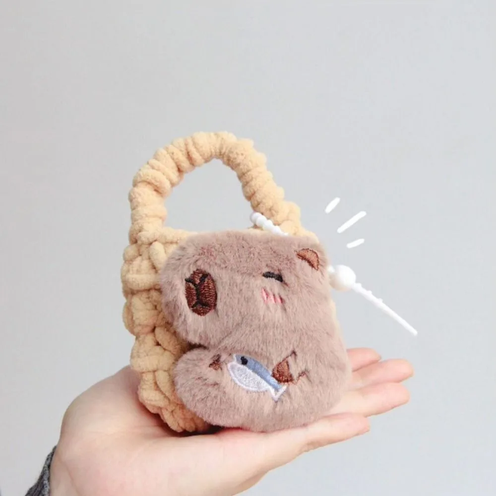 Backpack Hanging Capybara Doll Keychain Anti Loss Portable Kintted Mini Coin Bag Durable Multifunctional Car Keying Pendant