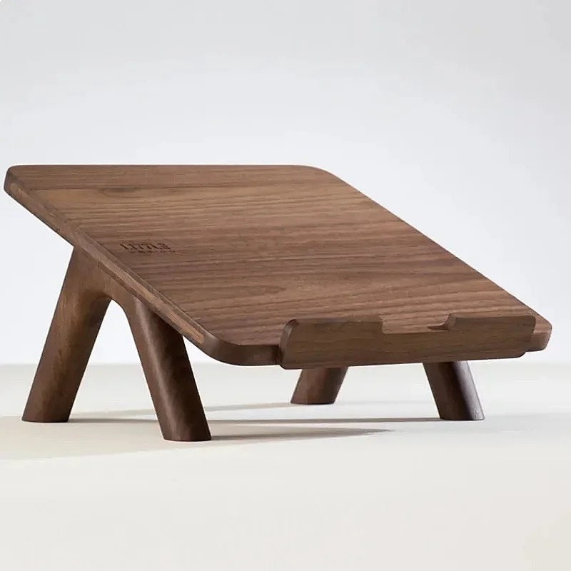 Black Walnut Laptop Stand Retro Wooden Desktop Riser Minimalist Solid Wood Elevator for Home Office
