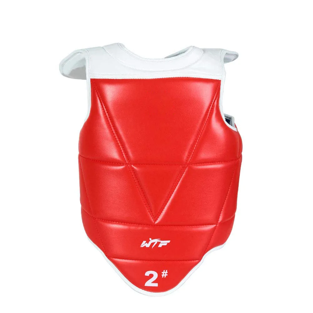 WTF Taekwondo Chest Protector Solid Reversible Chest Guard Body Protector Kids Leather Belt Karate Equipment Fot Adults Children