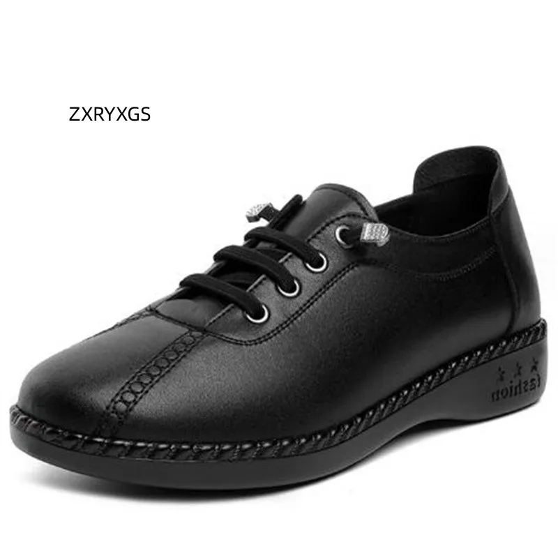 ZXRYXGS Popular Large Size Women Flats Casual Sneaker 2023 Autumn Genuine Leather Soft Sole Comfort Travel Driving Tide Shoes