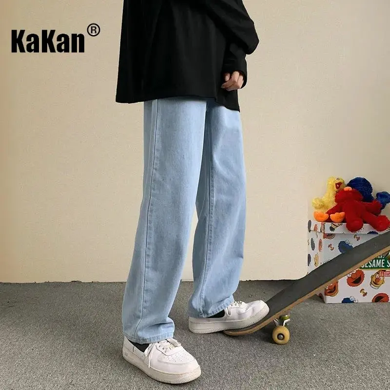 Kakan - New Vintage Loose Straight Leg Casual Jeans for Men, Drop Feel Wide Leg Floor Dragging Jeans K33