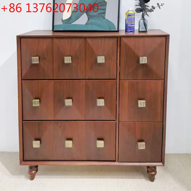 Medieval solid wood chest, bedroom locker, retro side cabinet, drawer