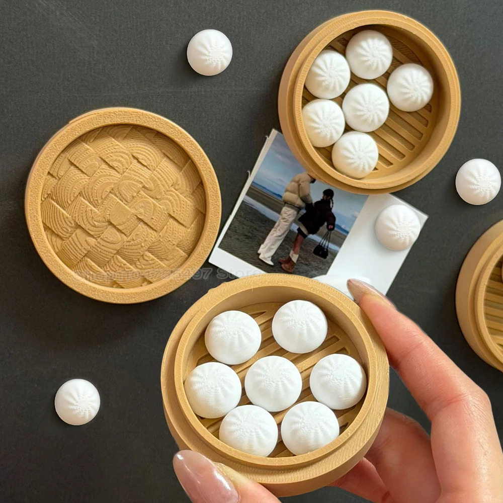 Magnetic Steamed Bun Fridge Magnet Reusable Egg Tray Shaped with Egg Photo Holder Magnet Creative Design Refrigerator Magnets