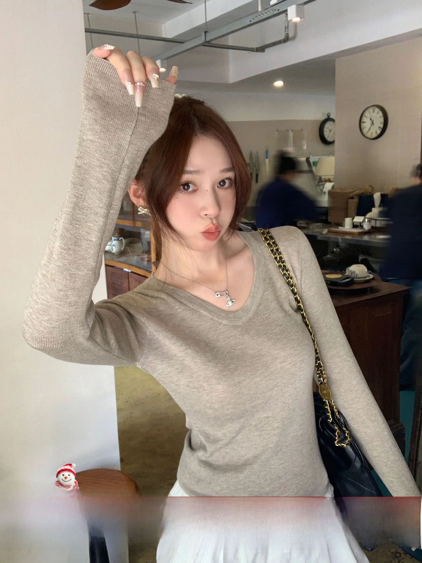 

Su San San Women's Slim Fit V-Ne Knitwear Early Spring Thin Sle Comfortable Soft Wool Blend Long Sve Warm Color