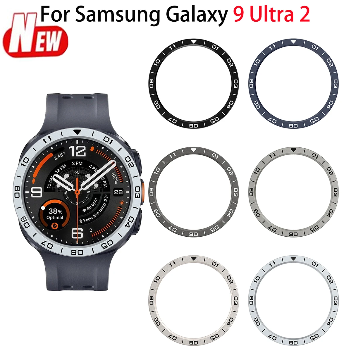 PC Decorate Bezel for Samsung Galaxy Watch 9 Ultra/Ultra 2 47mm Protector Adhesive Bumper Ring for Galaxy Ultra 2026 Cover Frame