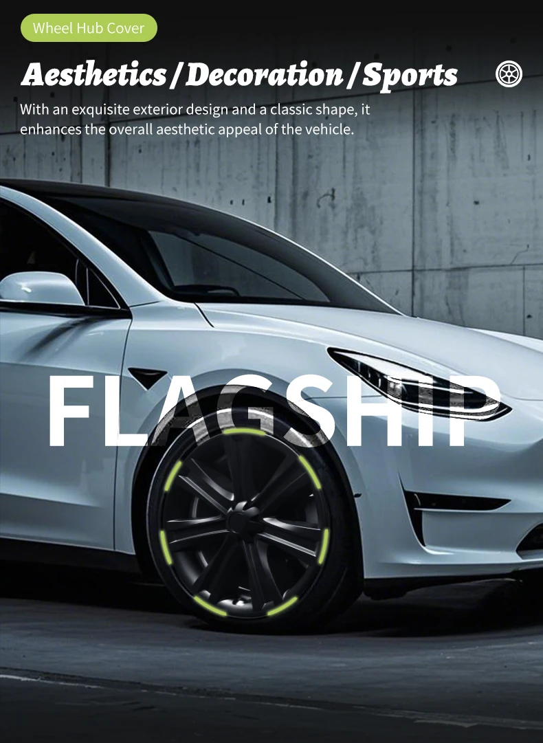 4-teiliges Radkappen-Design für Tesla Model S (2022–2024)/Model Y (2020–2024), 19-Zoll-Radabdeckung, Leistung, Vollfelgen-Nabenabdeckung, Zubehör – Detail 4