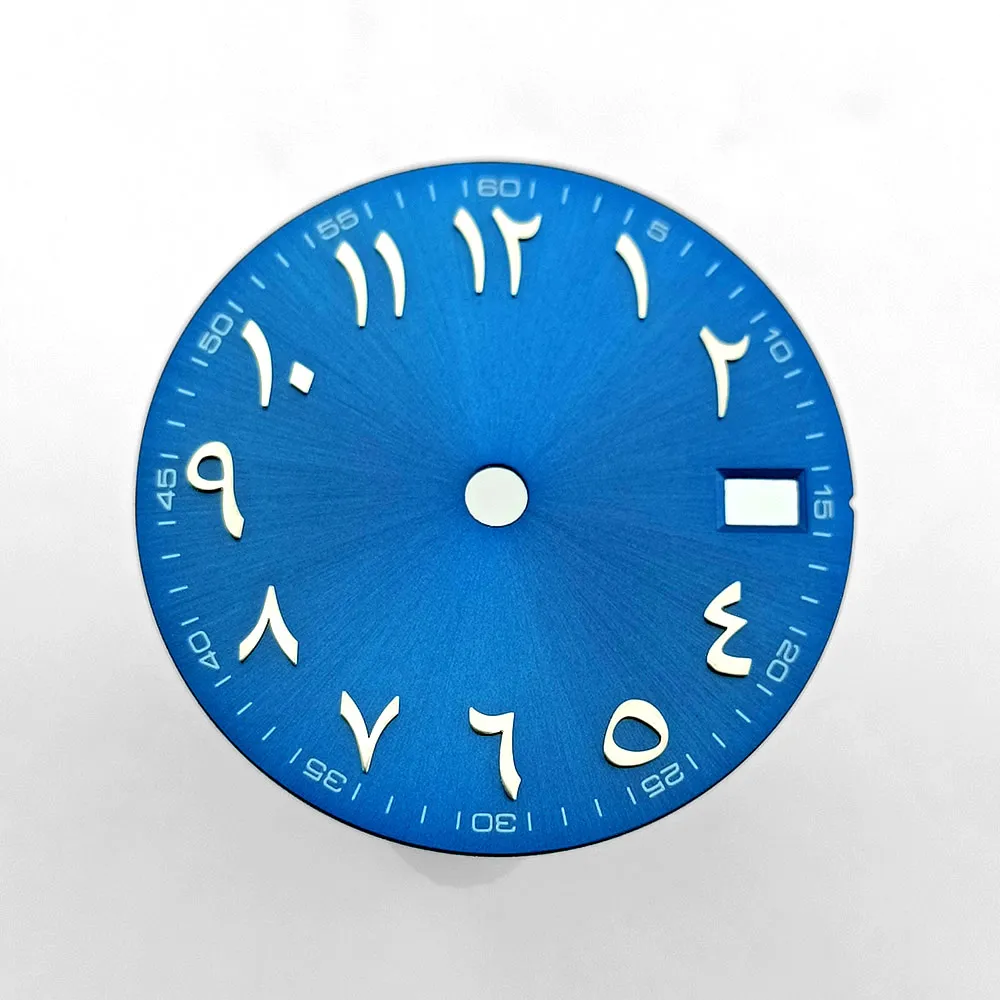 28,5-mm-Zifferblatt, passend für NH35-Uhrwerke, Zifferblätter mit römischen Ziffern, schwarz, silber, grün, blau, Uhrenteile, Zubehör, personalisiertes Zifferblatt mit Namen – Detail 2
