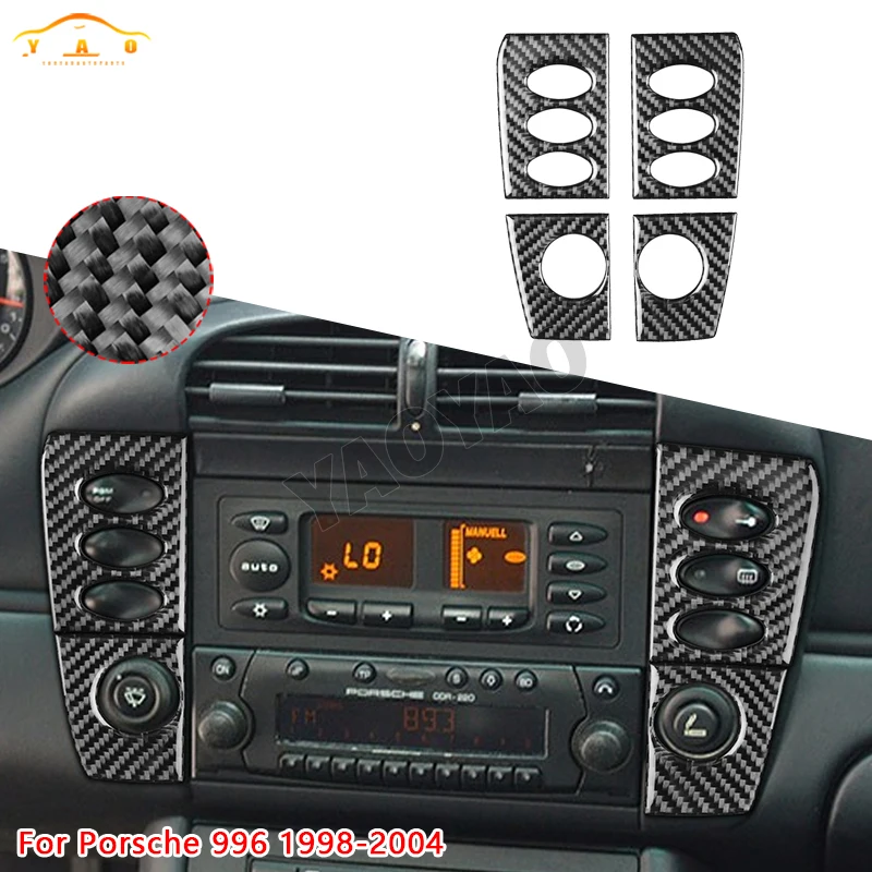 Car Interior Accessories For Porsche Boxter 996 1998-2004 Carbon Fiber Stickers Radio Control Panel Decorative Cover Trim