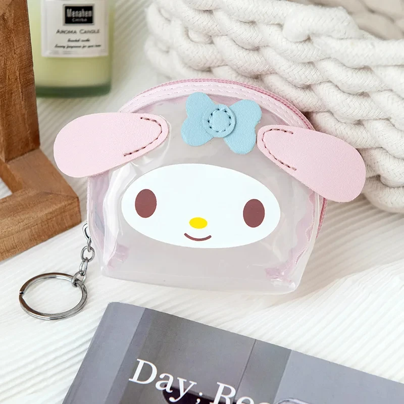 Sanrio Hello Kitty Transparent Coin Purse Cartoon Anime Cute My Melody Kuromi Cinnamoroll Bluetooth Earphone Bag Holiday Gifts