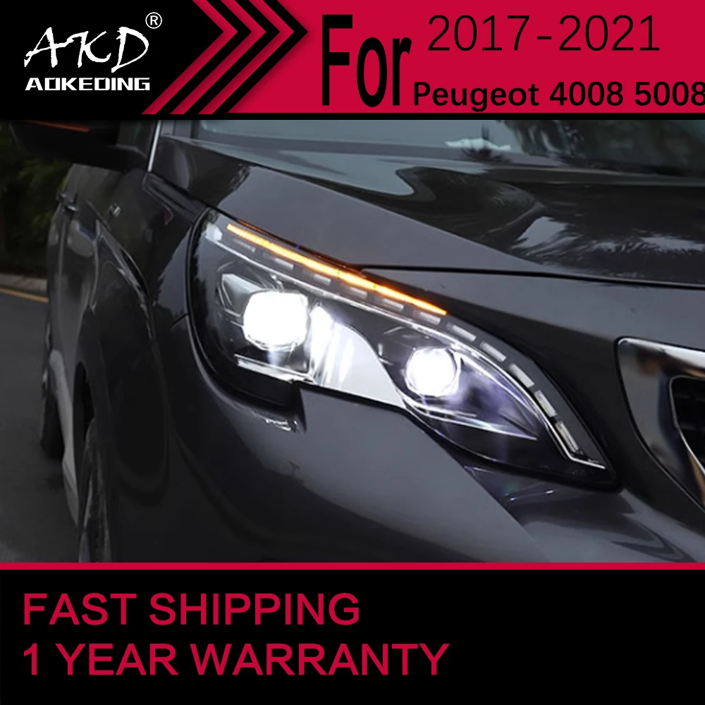 Car Lights for Peugeot 4008 5008 LED Headlight 2017-2021 4008 5008 Head Lamp Drl Projector Lens Automotive Accessories