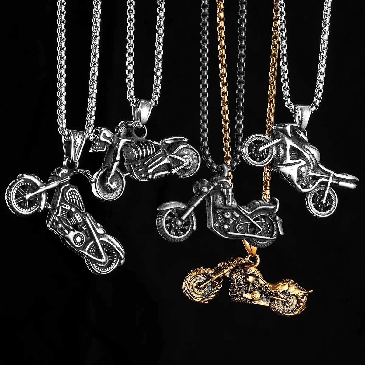 Rider Motorcycle Series Men Necklace Stainless Steel Pendant Chain New in Punk Rock For Women Fashion Jewelry Gifts Wholesale