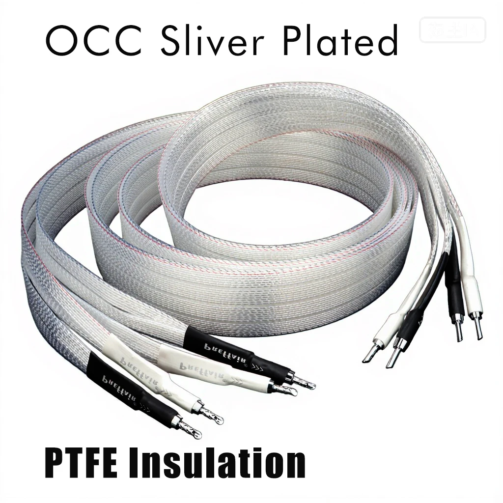 

Pair 8N OCC Silver Plated speaker cable horn cable Speaker bananan Y spade and Banana Z plugs for CD Amplifier