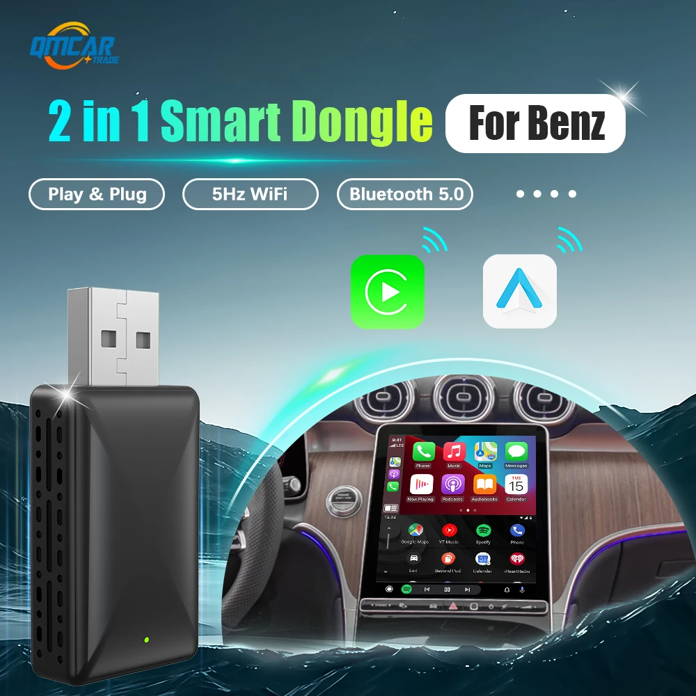 Android Auto Wireless Carplay Adapter 2in1 Smart Dongle Play&Plug For Benz A‑Class B‑Class CLS‑Class GLA‑Class X‑Class Sprinter 