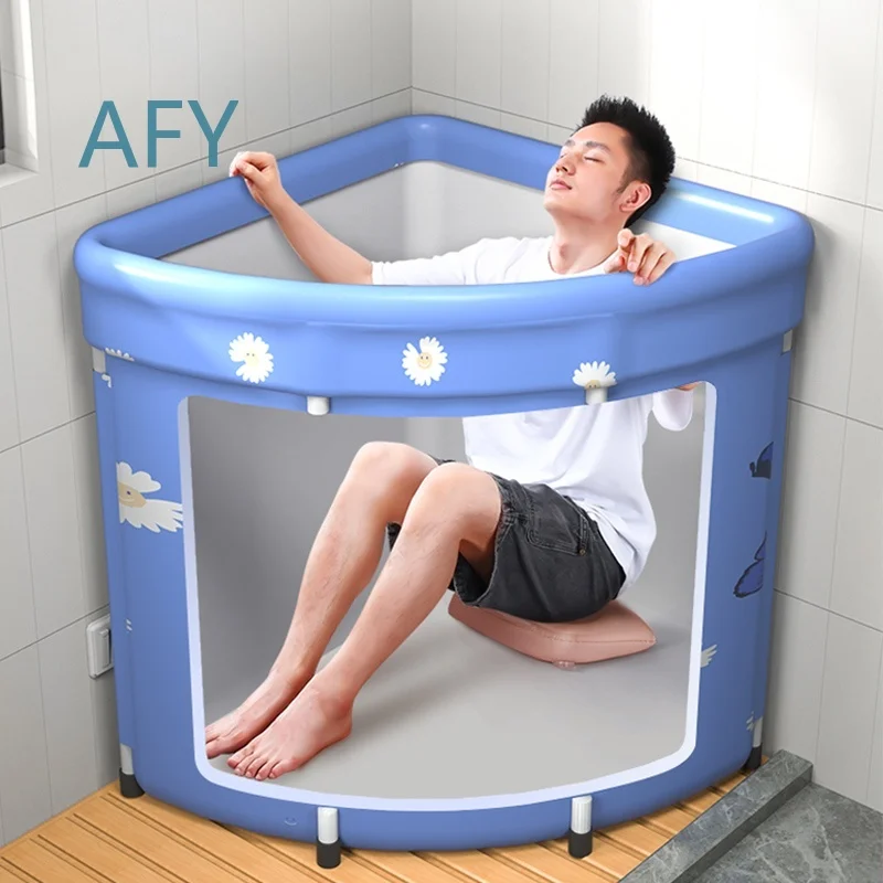 Small Modern Bathtub for Bathroom Foldable Fan Shaped Plastic Portable Bathtub for Adults Simple Creative Multifunctional