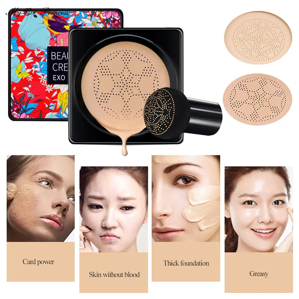 Magic Foundation Mushroom Head Air Cushion CC Cream Waterproof Brighten Foundation Cream Women Base Makeup Face Korean Cosmetics