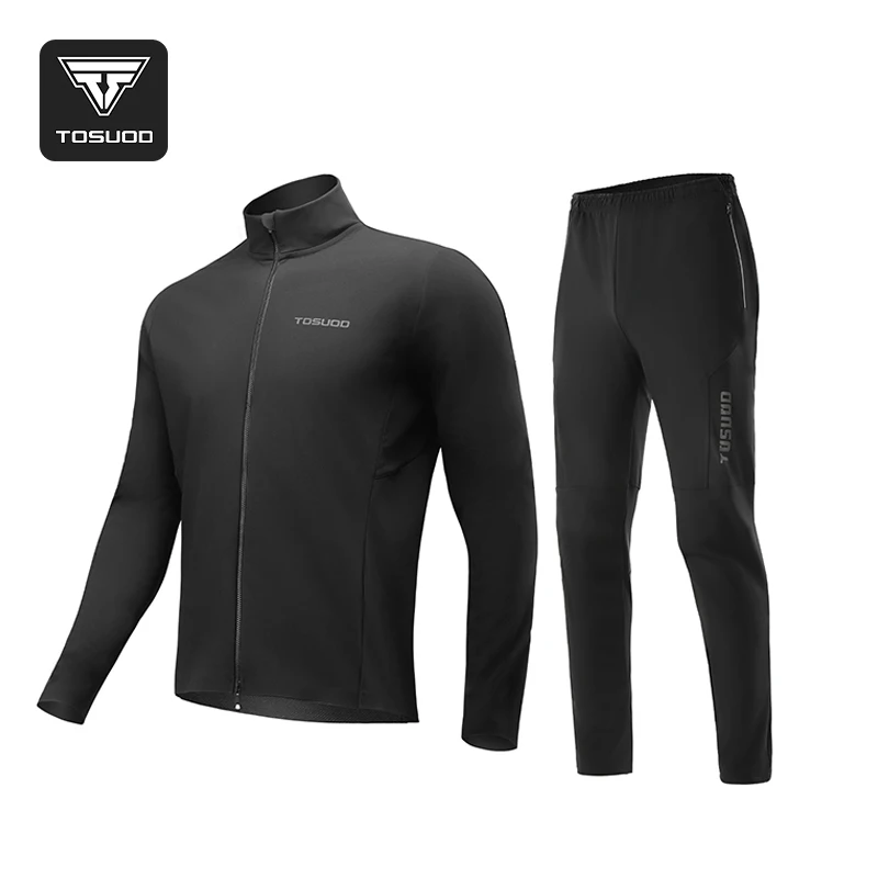 

TOSUOD Thermal Fleece Winter Cycling Jersey, Long Sleeve Mountain Road Bike Clothing Keep Warm Sportswear for Men