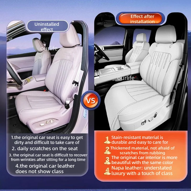For BYD SEAL 08 2026 2027 Full Coverage Custom Fit Car Seat Covers Wear Resistant Auto Seat Protectors Interior Accessories