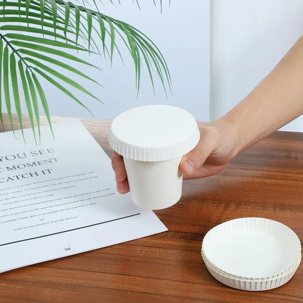 

150pcs Paper Cup Lids 7cm Disposable Beverage Covers Bug-proof Hot Milk Coffee Protector Dustproof Stackable Design