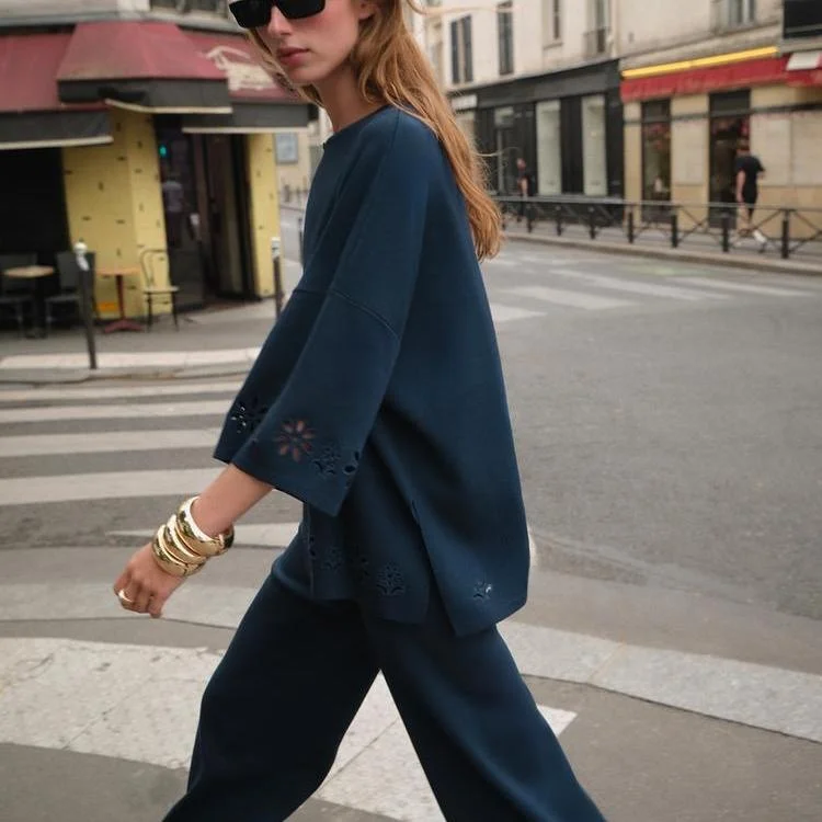 Faionable الجوف خارج التطريز V-Ne محبوك أعلى المرأة الخريف جديد Sle عادية بسيطة ألياف البوليستر Sve طول سبعة #3