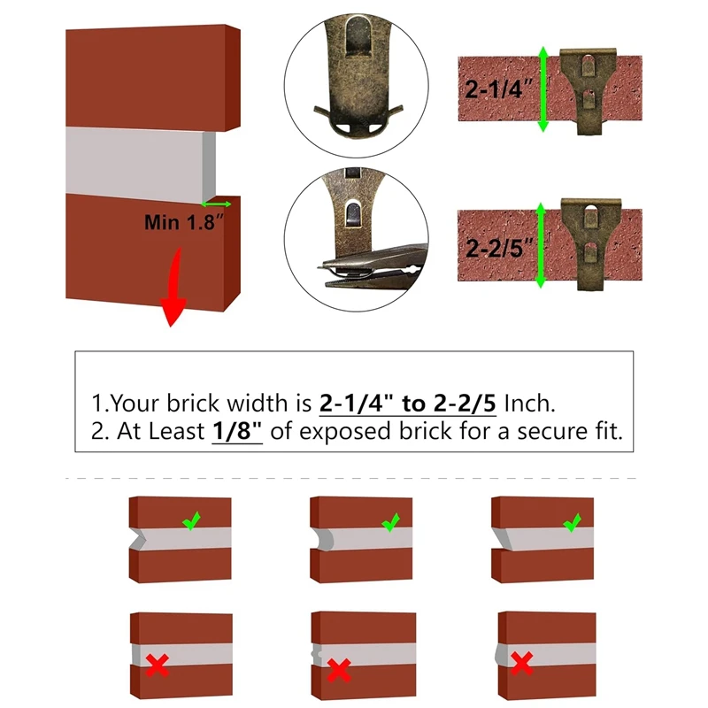 Brick Hook Clips-Bricks Hook Clip For Hanging Outdoors Wall Pictures, Brick Hangers Fastener Hook Brick Clamps 18PCS Easy To Use