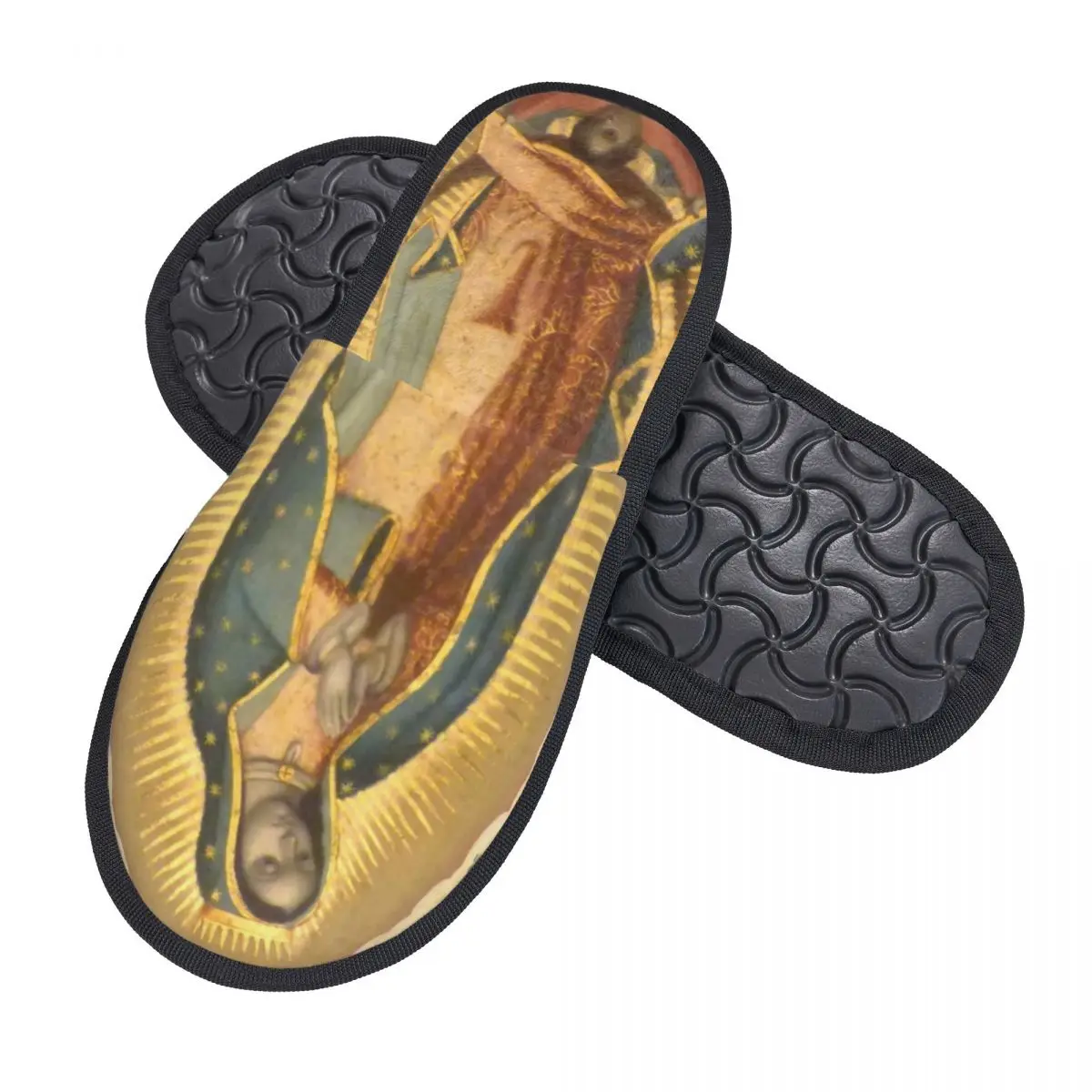 Custom Virgin Of Guadalupe Virgin Mary Soft Memory Foam House Slippers Women Mexico Catholic Saint  Warm Anti-skid Sole Slipper