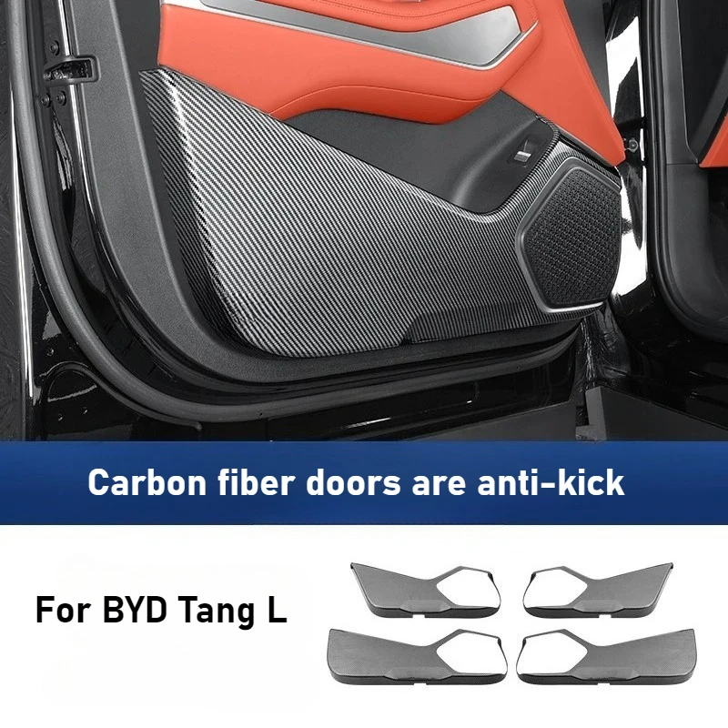 

For BYD Tang L carbon fiber pattern door anti-kick plate DM/EV door panel protective mat modification accessories